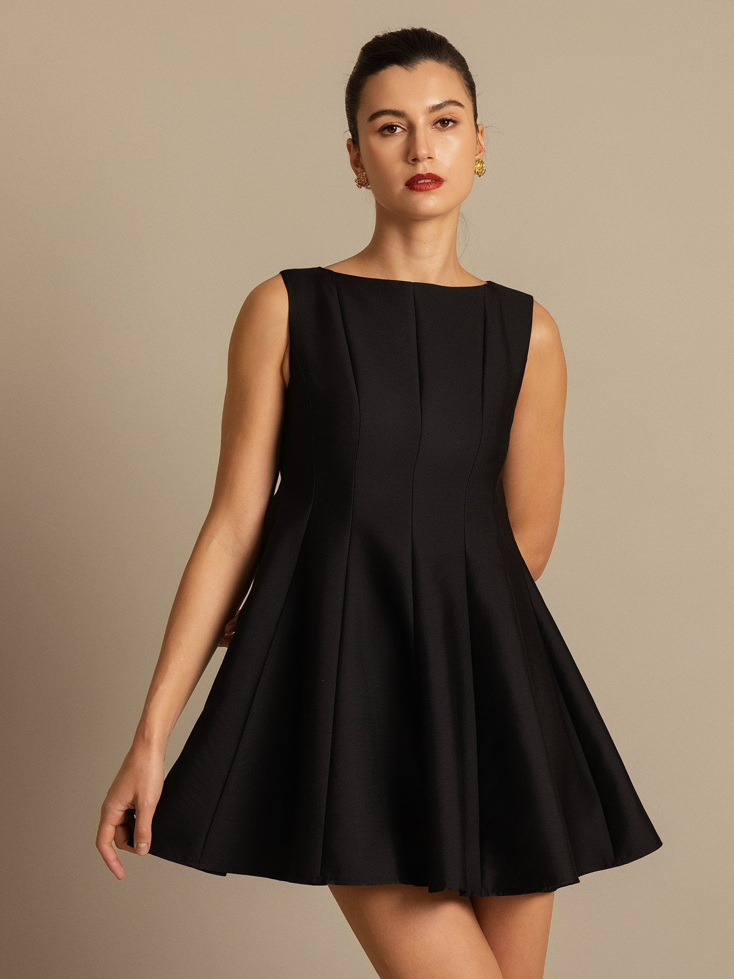 [Black] SilkSilky  32Momme Silk Dress 008,