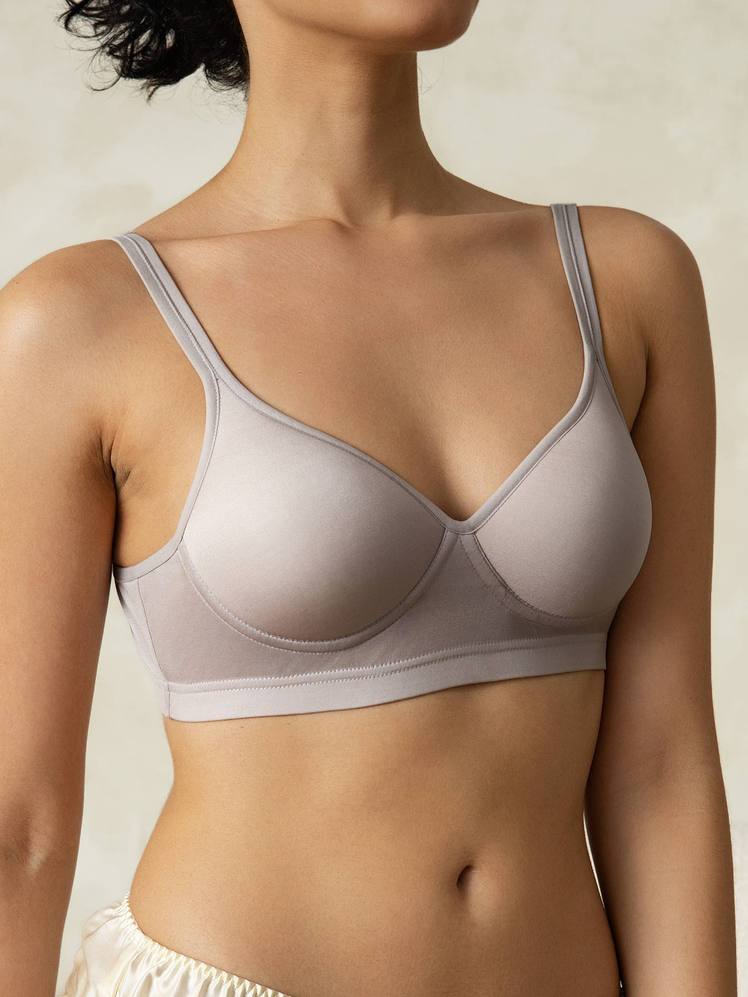 [Gray] SilkSilky  Silk Knitted Bra 002