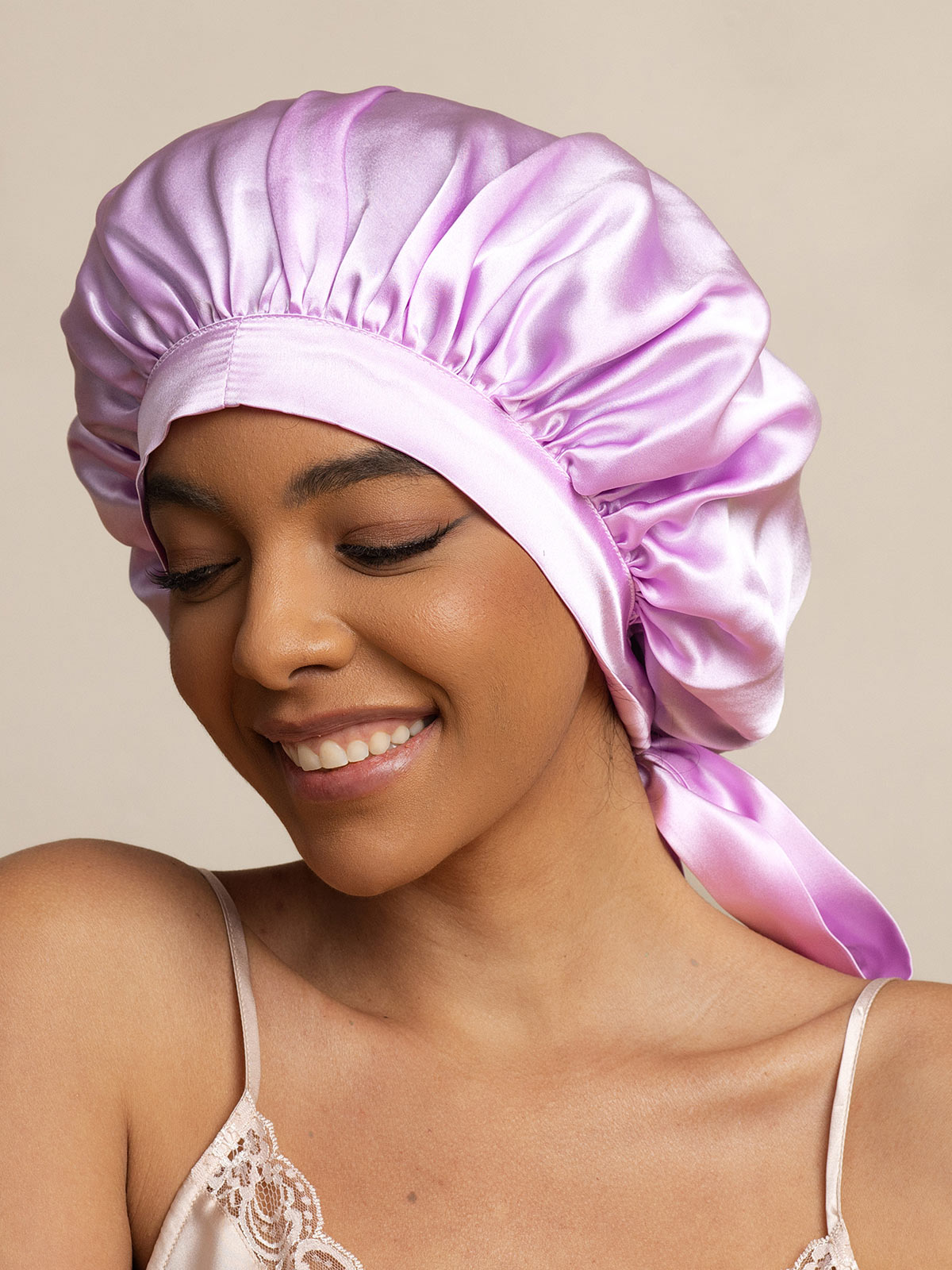 [Lavender] SilkSilky  Pure Silk Sleep Cap 002