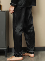 [Black] SilkSilky  Pure Silk Mens Sleep Bottoms 005,