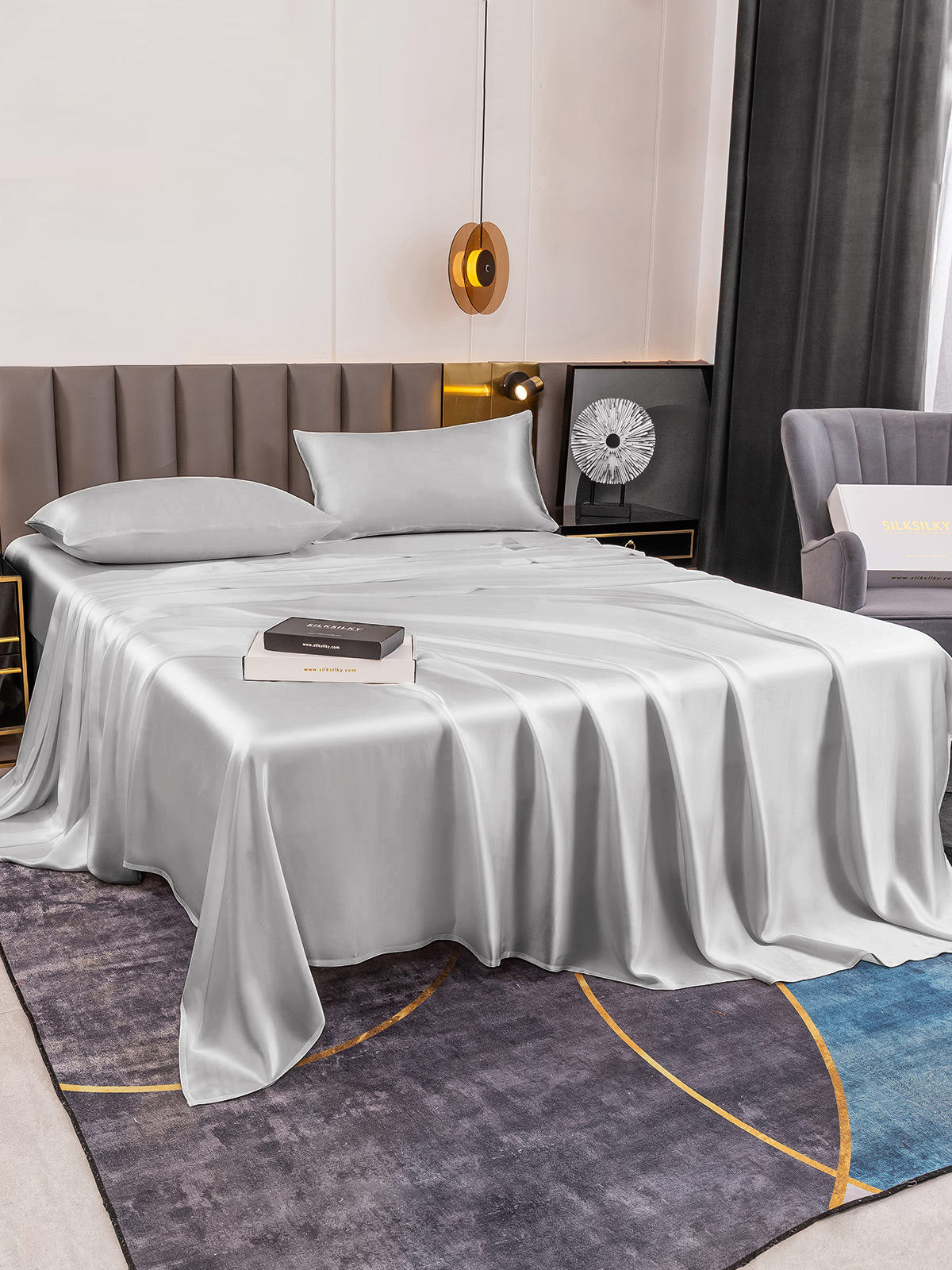[Silver] SilkSilky  19Momme Pure Silk Bedding Set 005