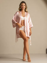 [Pink] SilkSilky  19Momme 3/4 Sleeve Women's Robe 006