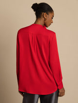 [Wine] SilkSilky 19Momme Silk Long Sleeve Collar Blouse 002