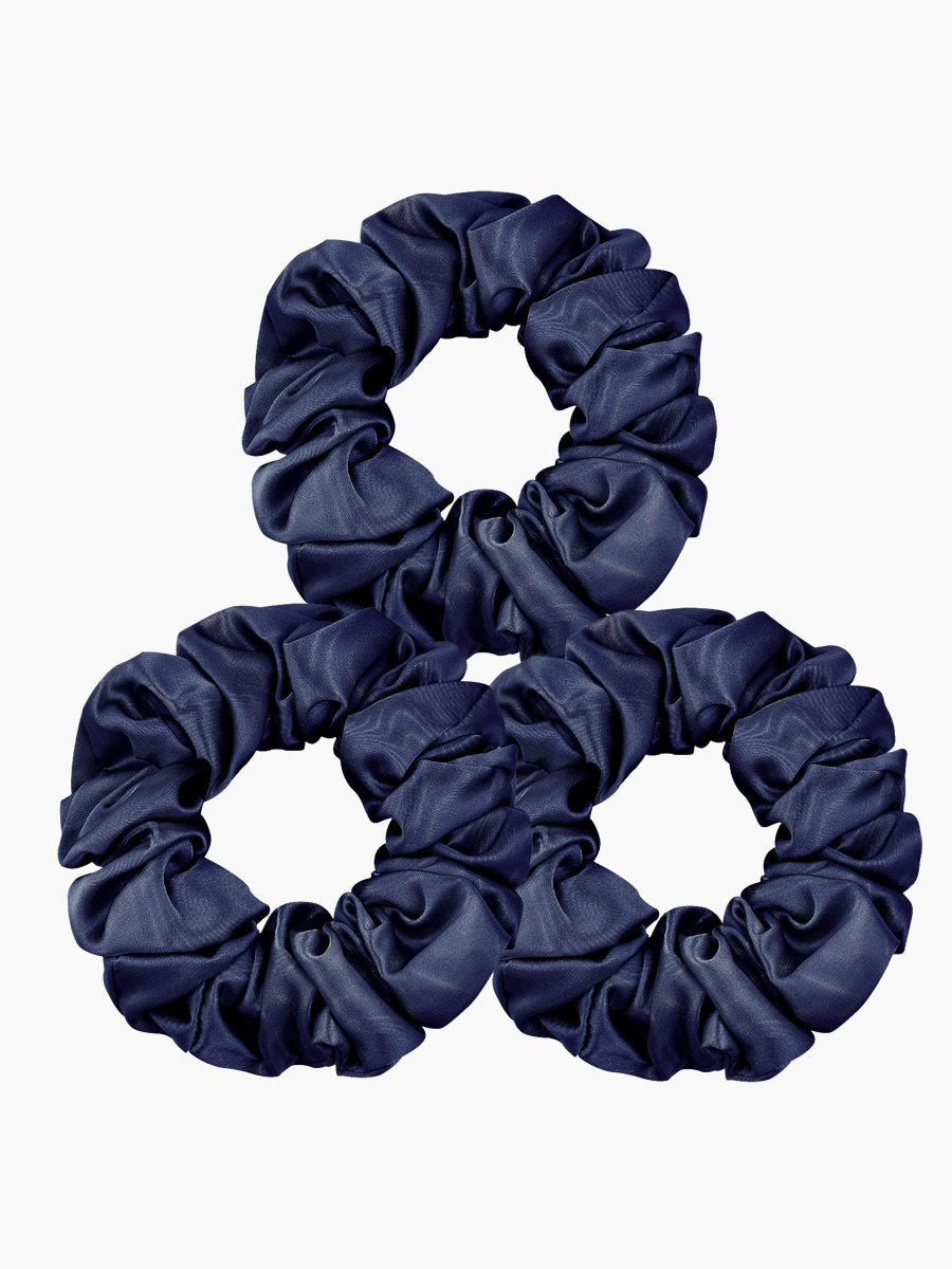 SilkSilky  19Momme Pure Silk Scrunchie DarkBlue 002