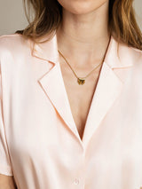 [Pink] SilkSilky  Short Sleeve Notch Collar Women's Shirt 004
