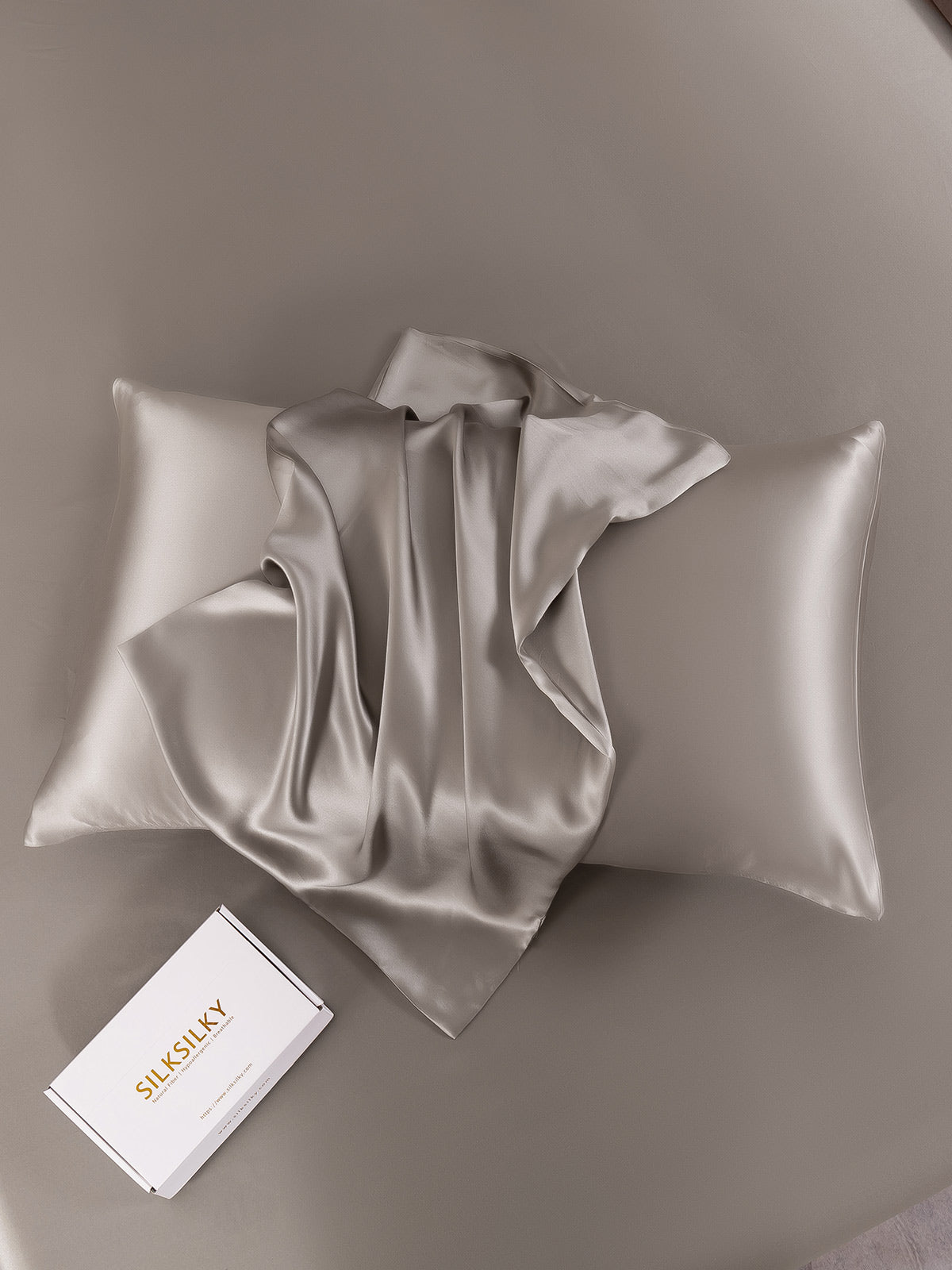 SilkSilky US 19Momme Pure Silk Pillowcase Gray 011