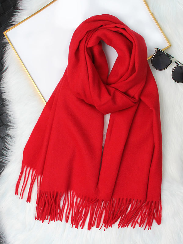 SilkSilky US Wool Scarf Red 004