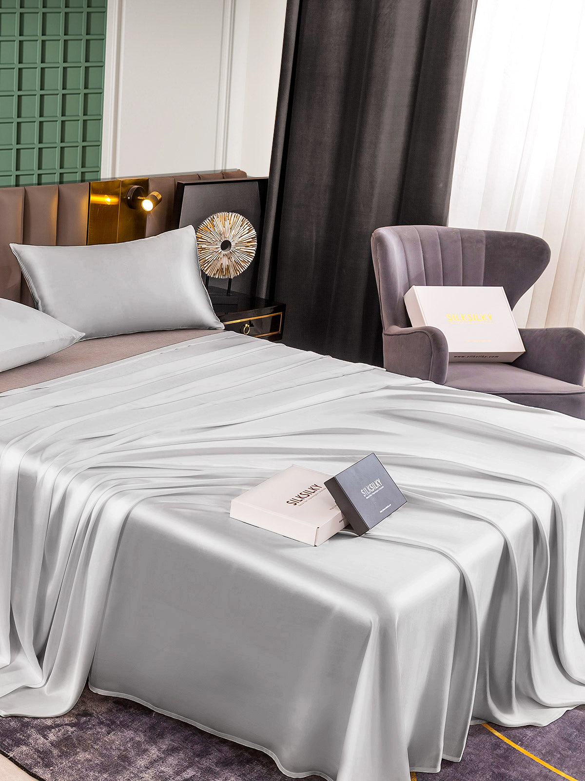 [Silver] SilkSilky  25Momme Pure Silk Bedding Set 004