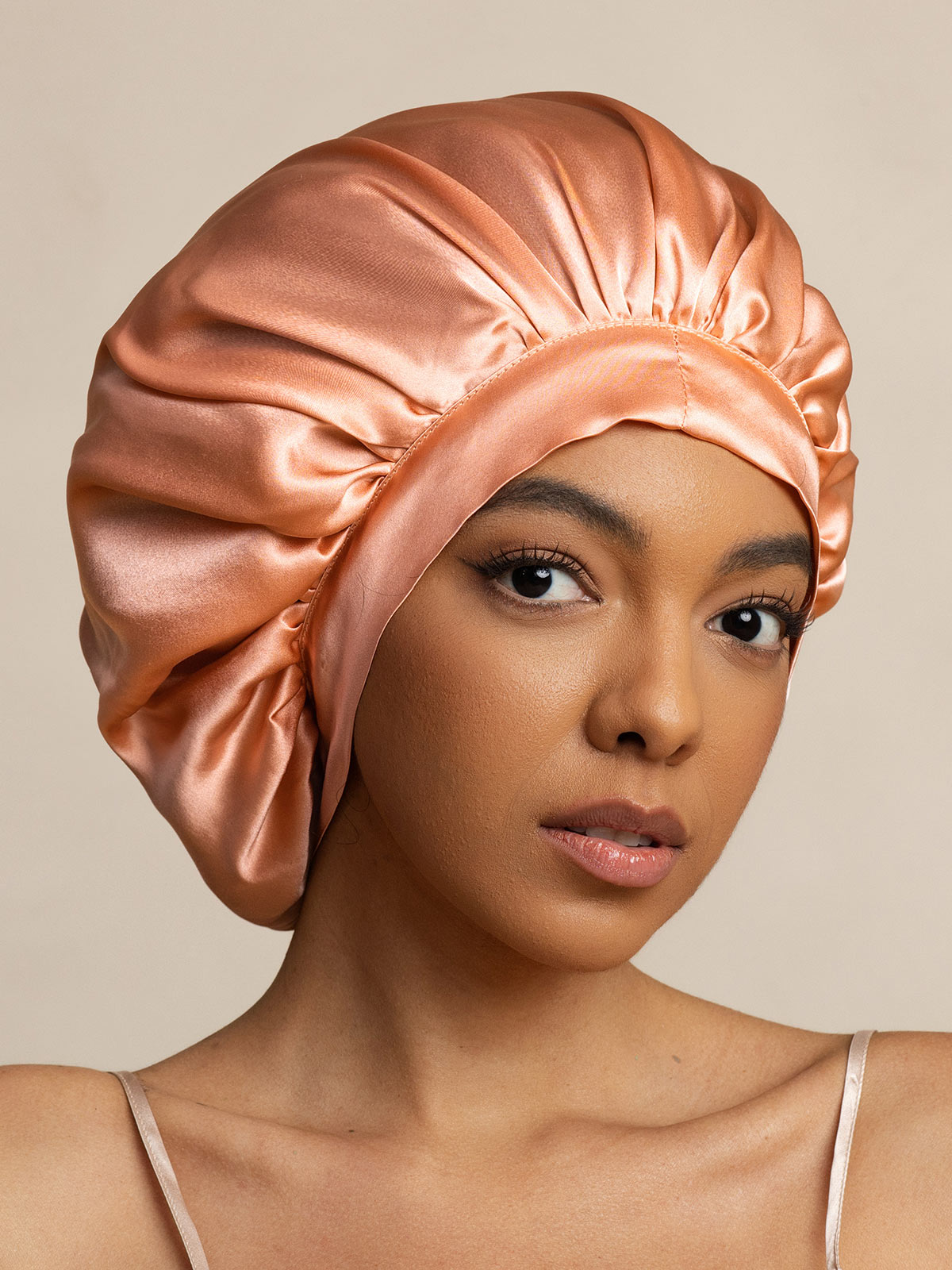 [Coral Pink] SilkSilky  Pure Silk Sleep Cap 002