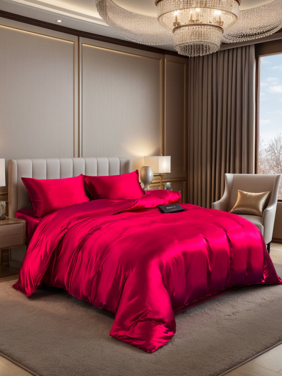 [Wine] SilkSilky  19Momme Pure Silk Bedding Set 001