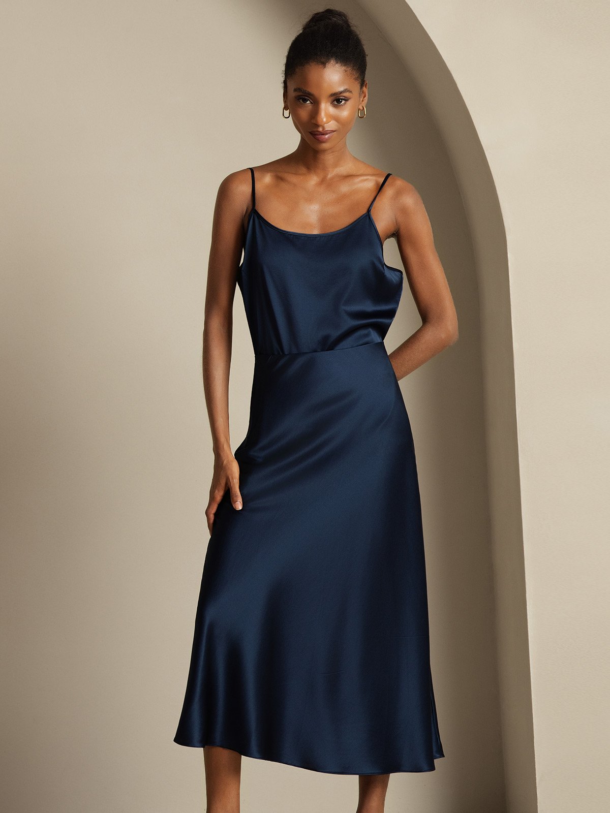 [Dark Blue] SilkSilky  19Momme Pure Silk Womens Outfit Sets 003,