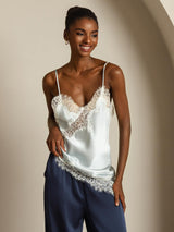 [Light Blue] SilkSilky  Spaghetti Strap V Neck Camisole Top 008