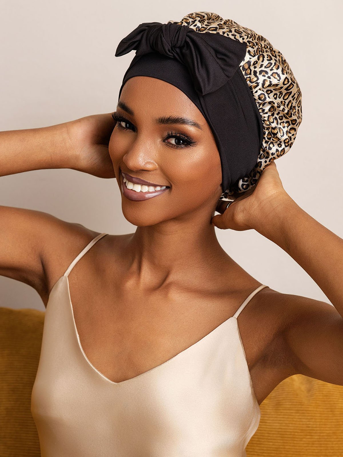 SilkSilky Pure Silk Sleep Cap Leopard 005