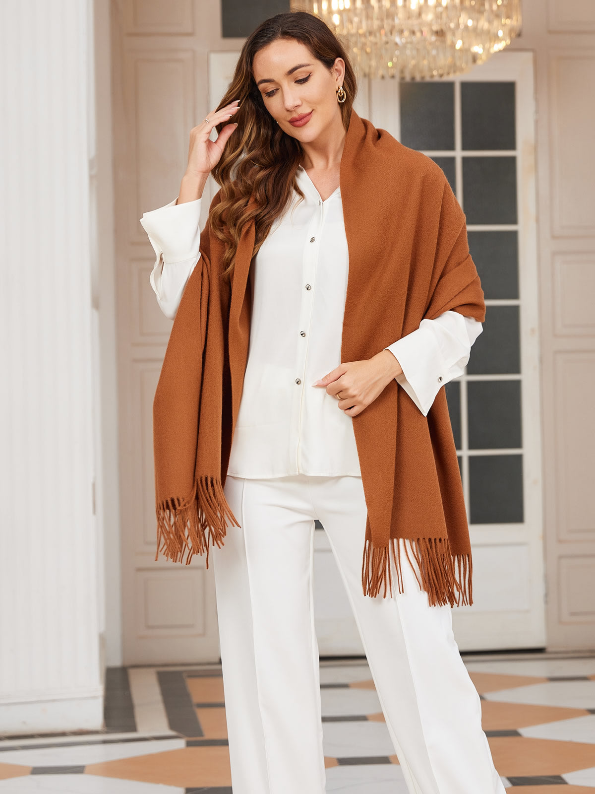 [Brown] SilkSilky  Wool Scarf 002