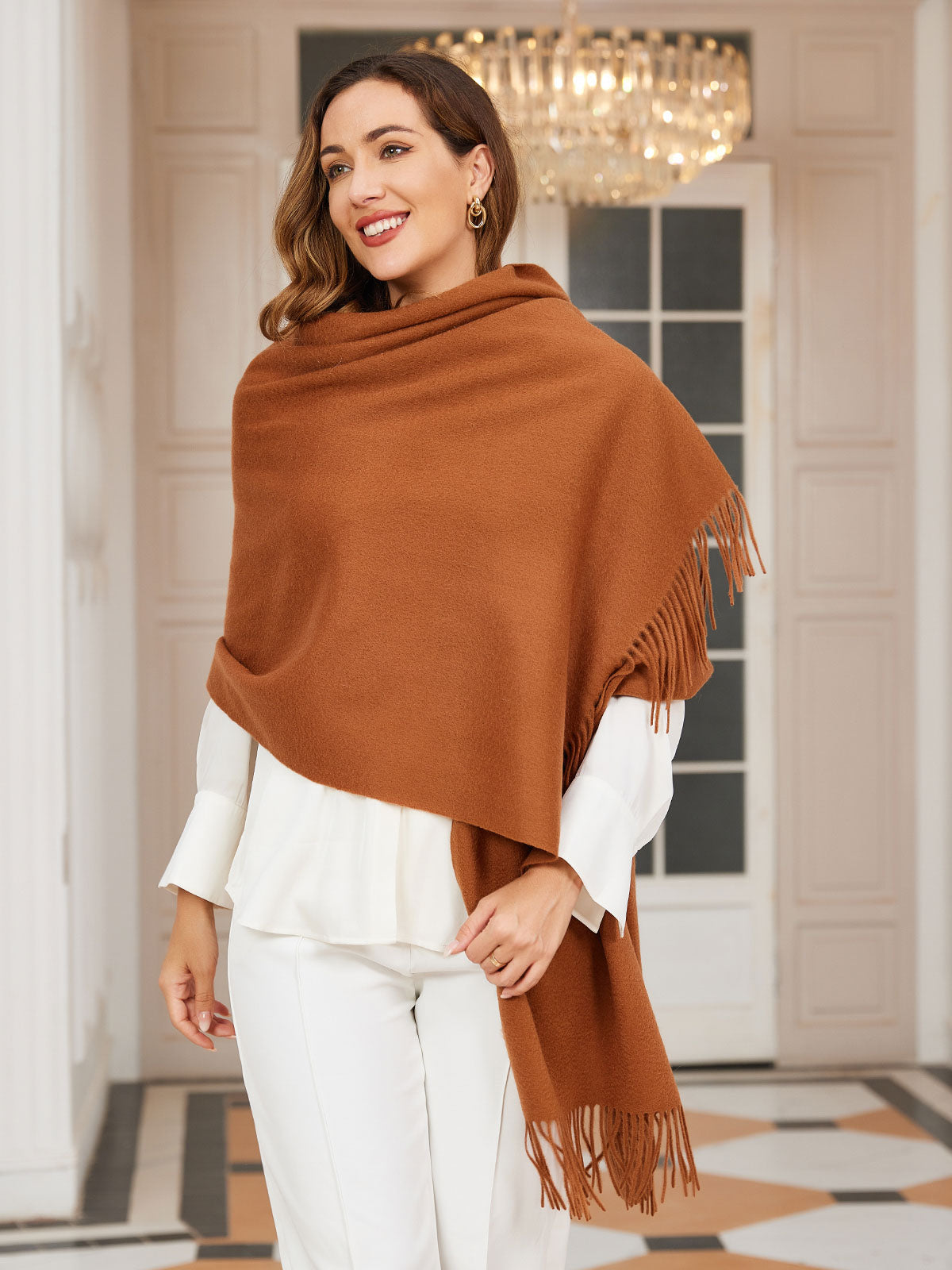 [Brown] SilkSilky  Wool Scarf 001