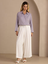 [Purple] SilkSilky Long Sleeve Lapel Collar Blouse 007