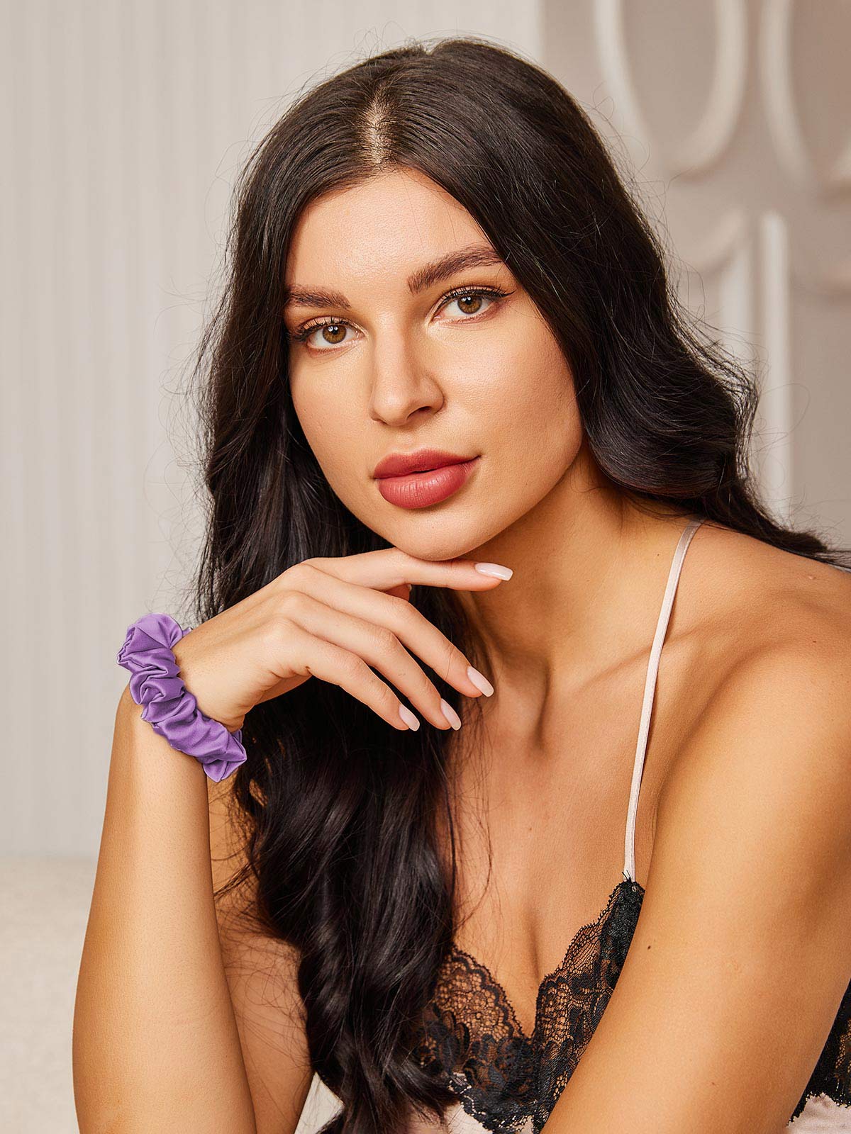[Lavender] SilkSilky  19Momme Pure Silk Scrunchie 002