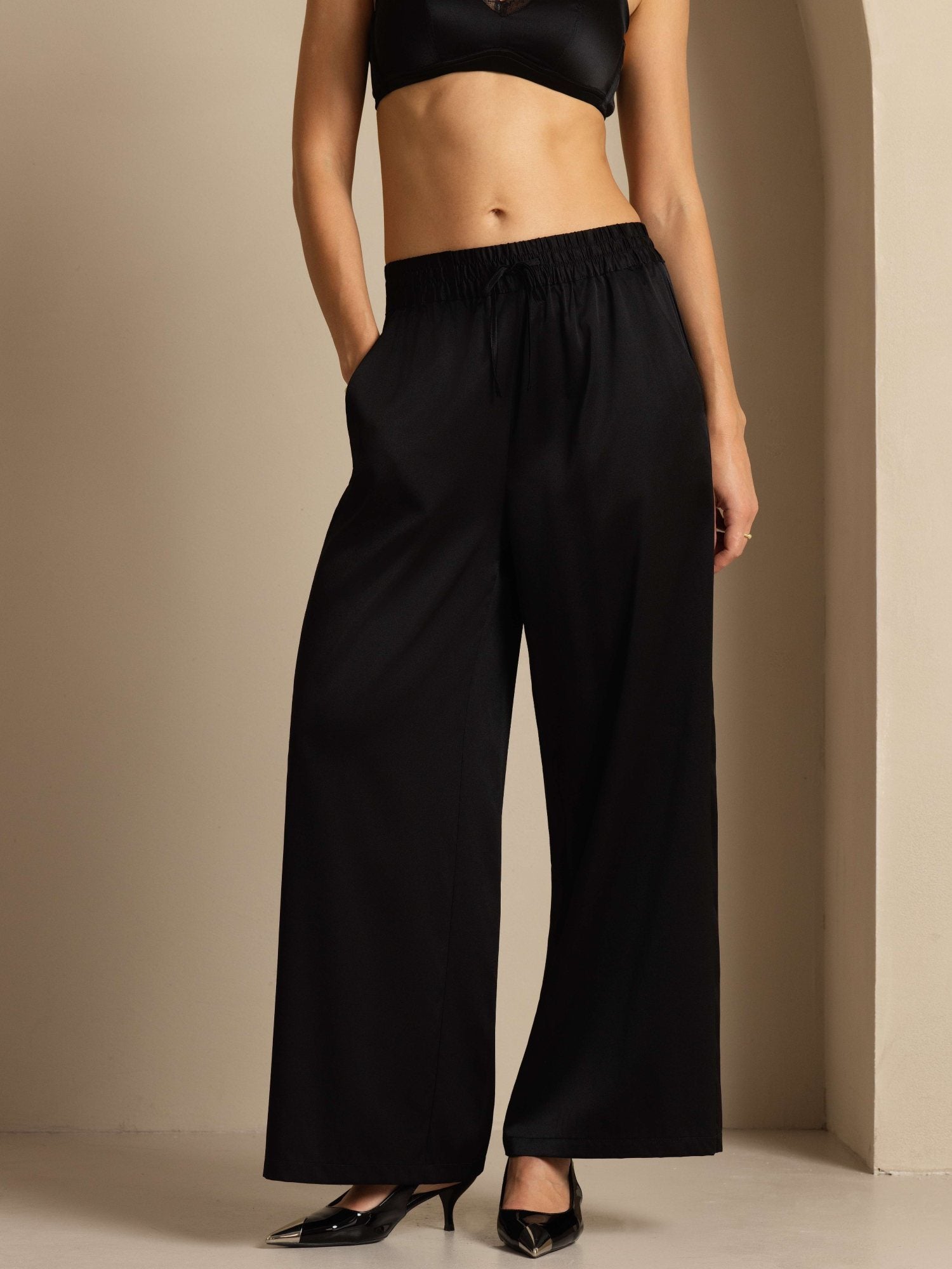 [Black] SilkSilky 19Momme Silk Womens Pants 003