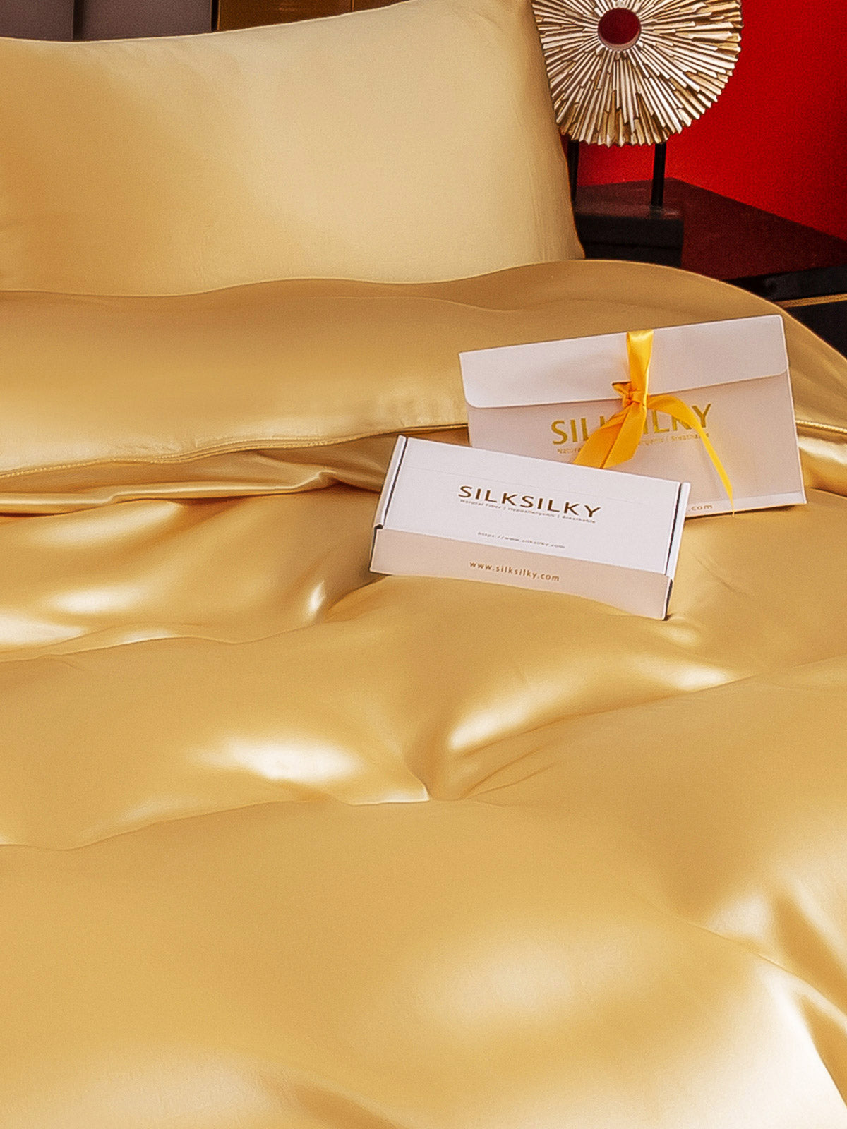 SilkSilky US 25Momme Pure Silk Bedding Set Champagne 005