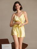 SilkSilky  Pure Silk Sleeveless V Neck Camisole Set LightYellow 005