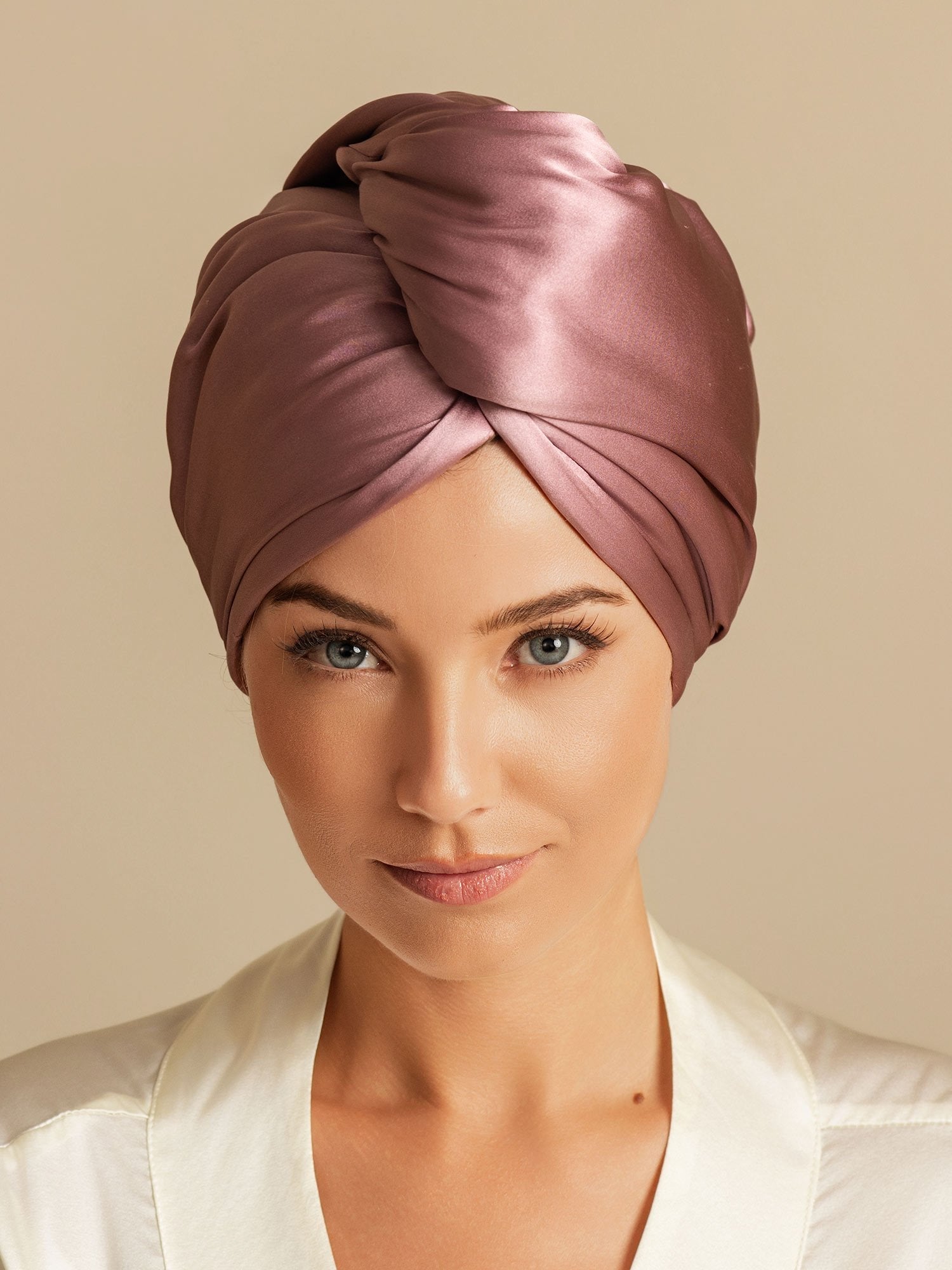 [Pale Mauve] SilkSilky  Pure Silk Wrap Hair Towel Wrap 003,