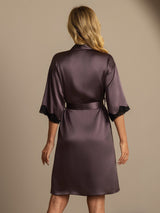 [Purple Gray] SilkSilky  Half Sleeve Women's Robe 002