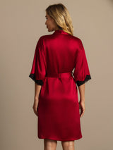 [Wine] SilkSilky  Half Sleeve Women's Robe 002