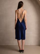 [Dark Blue] SilkSilky  Spaghetti Strap Scoop Neck Dress 002