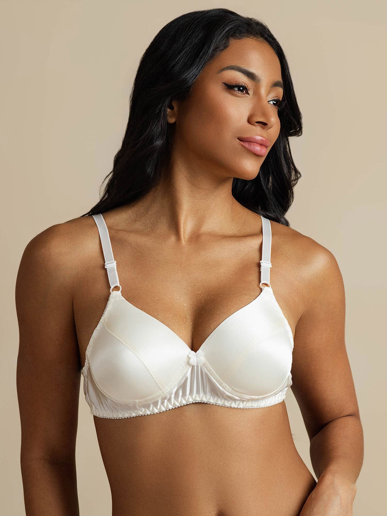 [White] SilkSilky  Pure Silk Bra 008,