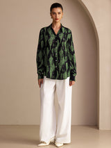 [Black Moss] SilkSilky Long Sleeve Lapel Collar Blouse 006