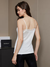 [White] SilkSilky  Spaghetti Strap V Neck Camisole Top 002