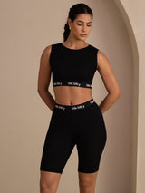 [Black] SilkSilky  Sleeveless Crew Neck Women's Outfit Sets 001