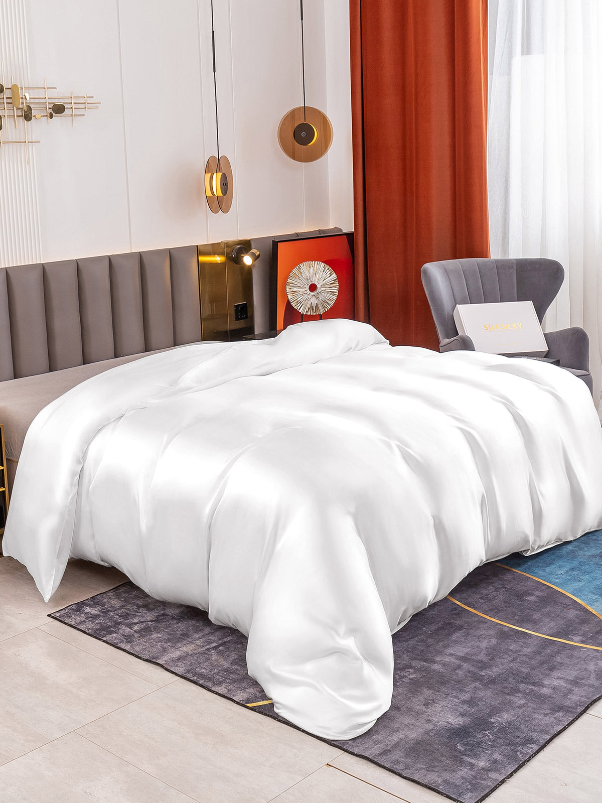 SilkSilky US 19Momme Pure Silk Duvet Cover White 001