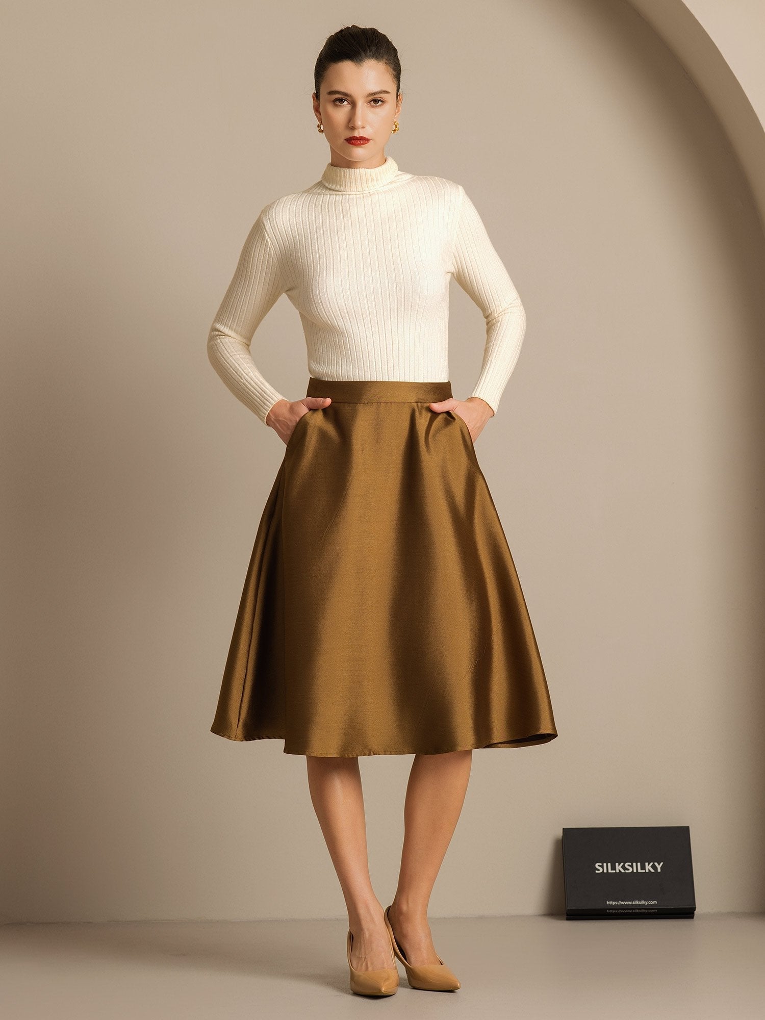 [Bronze] SilkSilky  32Momme Silk Skirt 008,
