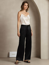 [Black] SilkSilky  19Momme Silk Womens Pants 005,