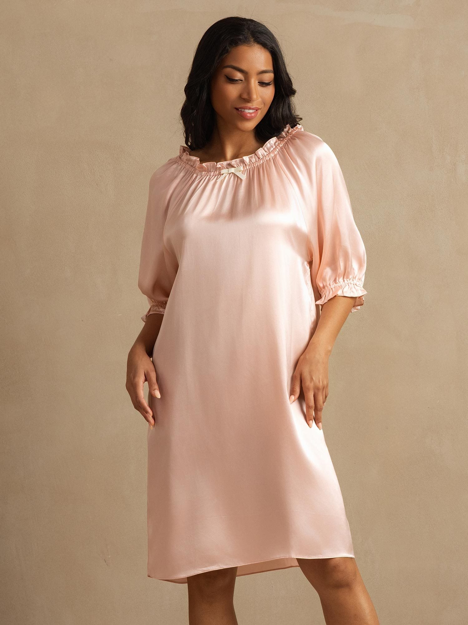 [LightPink] SilkSilky Pure Silk Nightgown 008