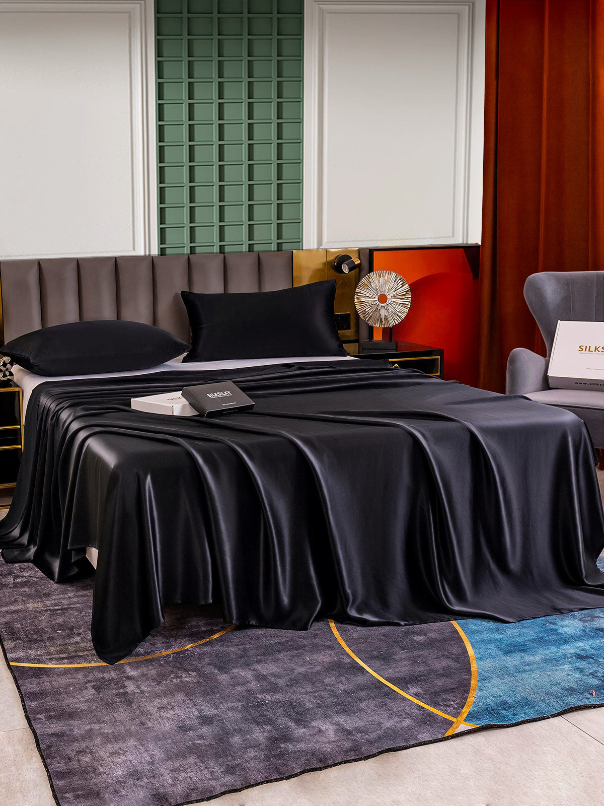 [Black] SilkSilky  25Momme Pure Silk Bedding Set 003
