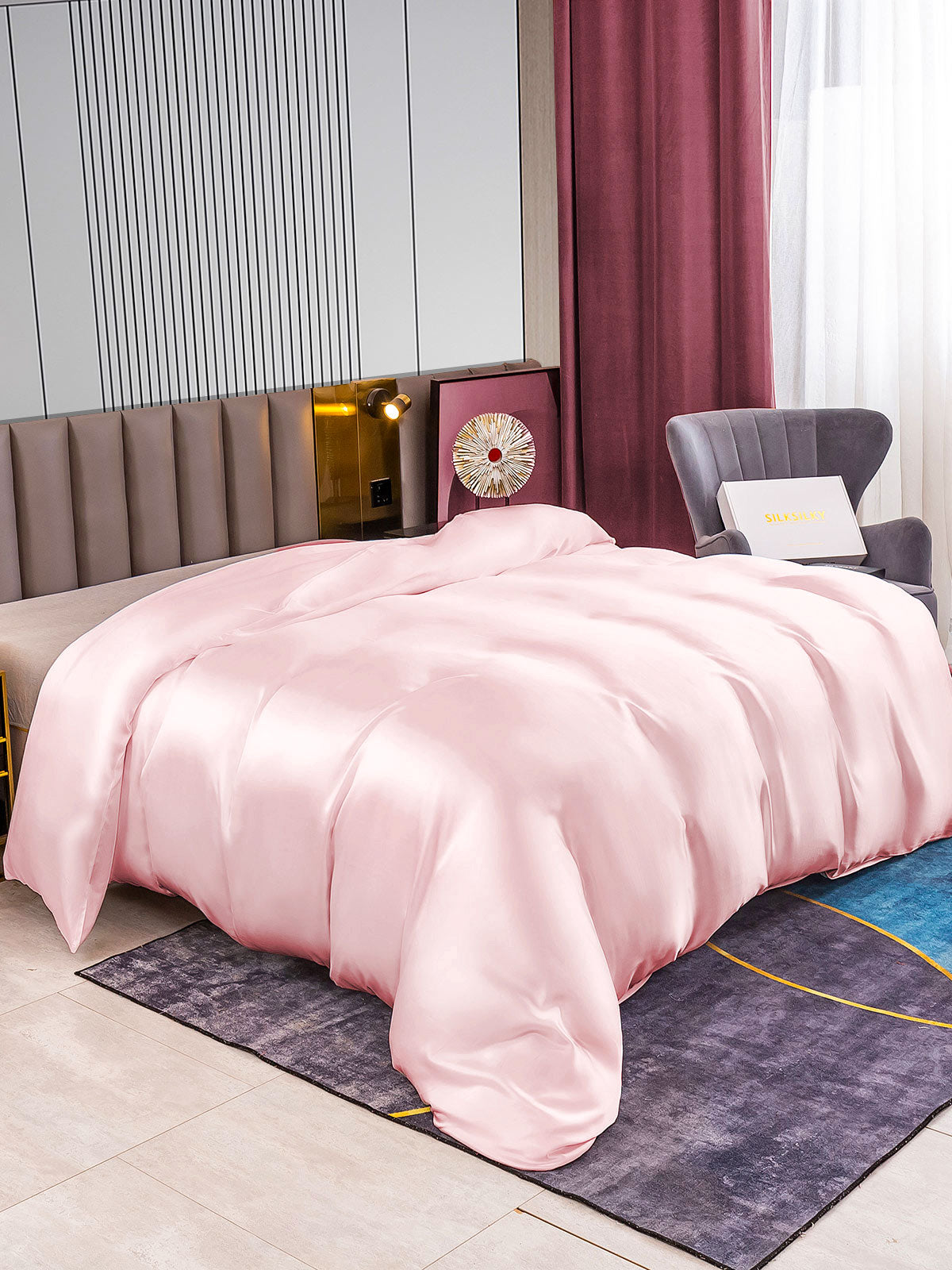 SilkSilky US 22Momme Pure Silk Duvet Cover Pink 002