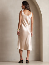 [Champagne] SilkSilky  Sleeveless Scoop Neck Dress 002