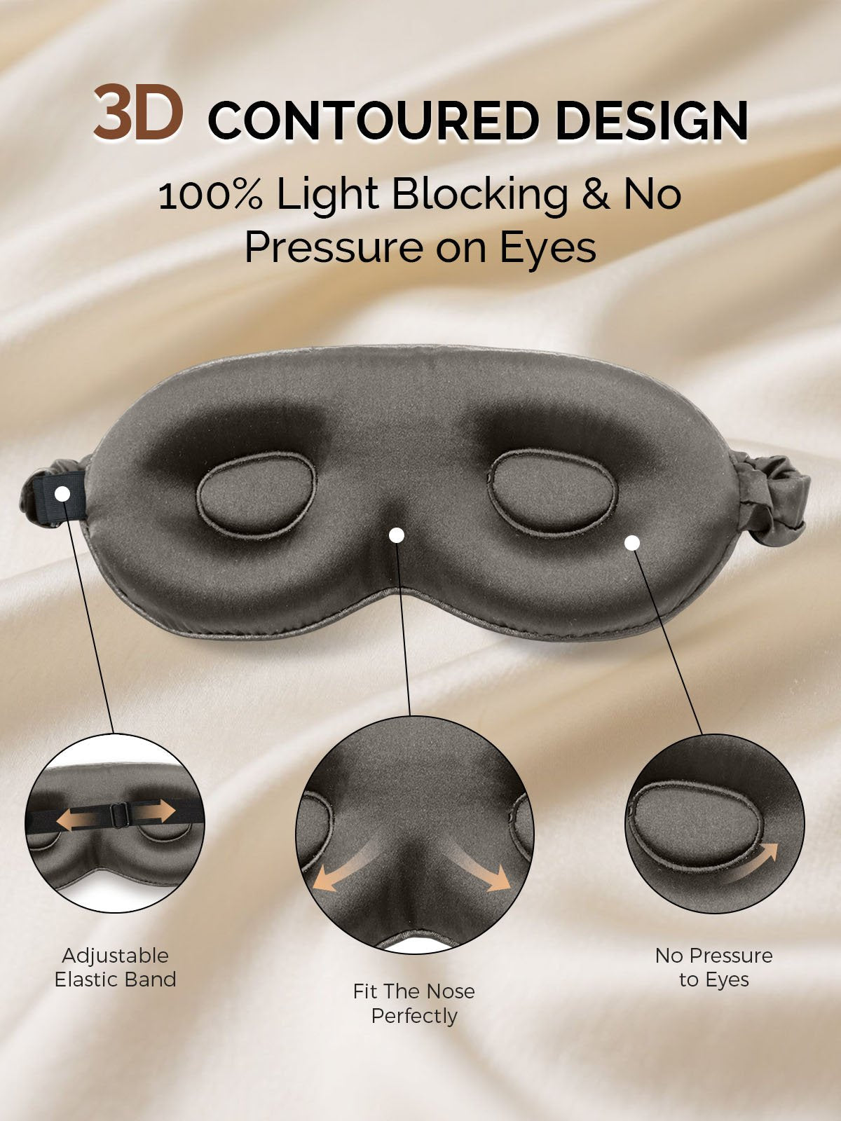 [DarkGray] SilkSilky 22Momme Pure Silk Eye Mask 004