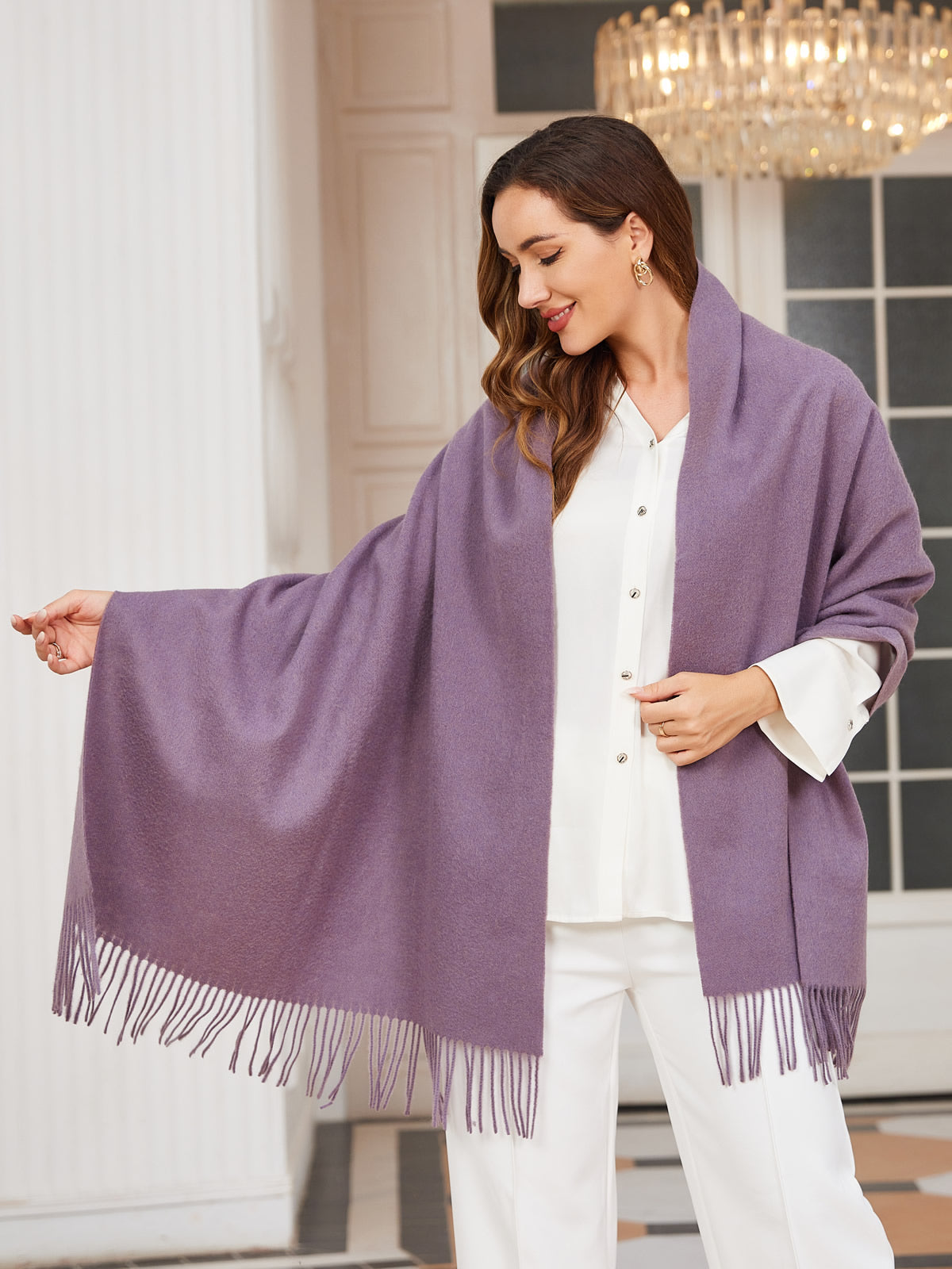 [Purple] SilkSilky  Wool Scarf 001