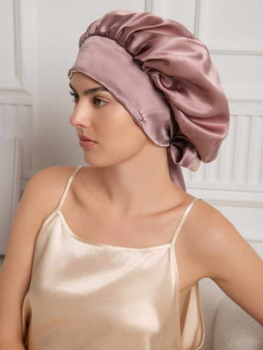 SilkSilky  Pure Silk Sleep Cap PaleMauve 001