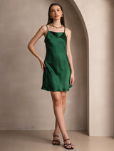 [Green] SilkSilky  Spaghetti Strap Cowl Neck Dress 006