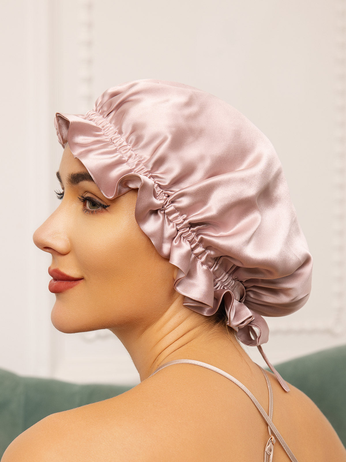 SilkSilky  Pure Silk Sleep Cap Pink 003