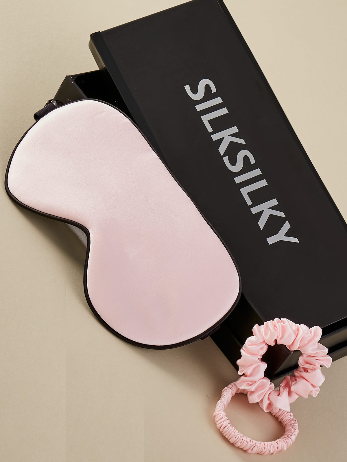 SilkSilky US 19Momme Pure Silk Eye Mask Pink 002