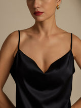 [Black] SilkSilky  Spaghetti Strap Cowl Neck Women's Outfit Sets 004