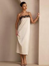 [Brown Rice] SilkSilky Spaghetti Strap Square Neck Dress 004