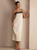 [Brown Rice] SilkSilky  Spaghetti Strap Square Neck Dress 004