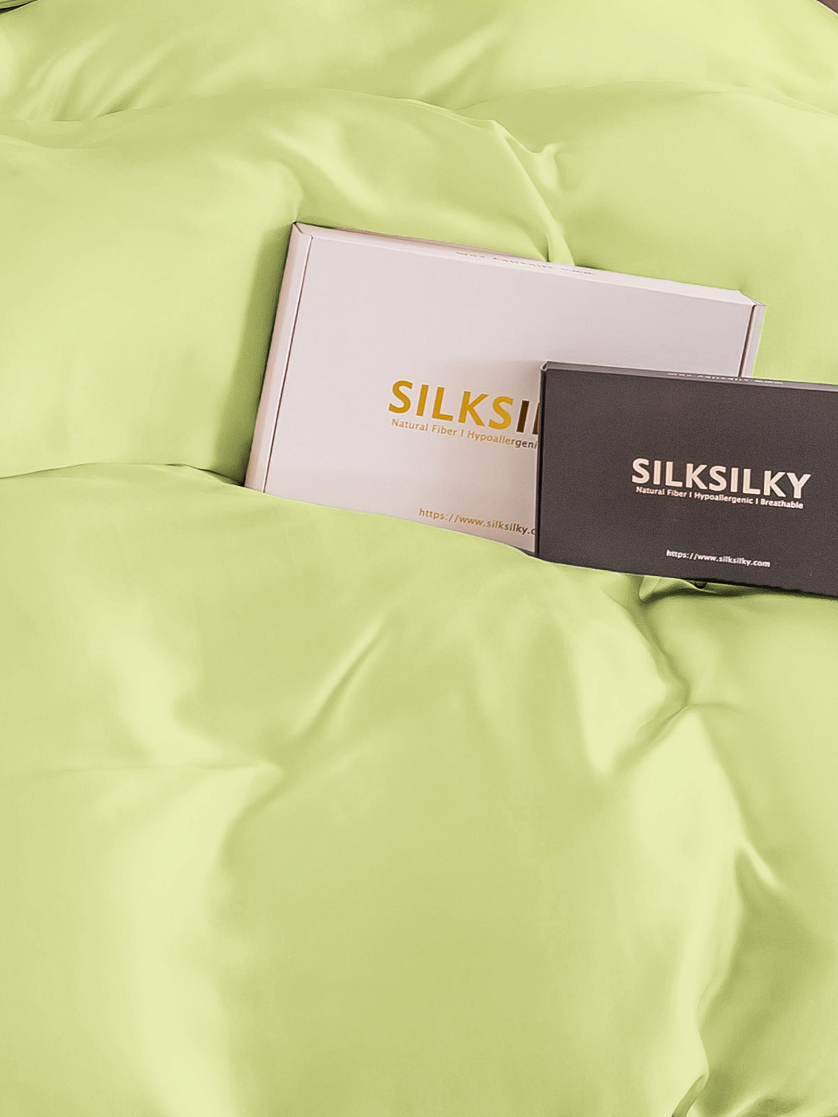 SilkSilky US 19Momme Pure Silk Duvet Cover MintGreen 004