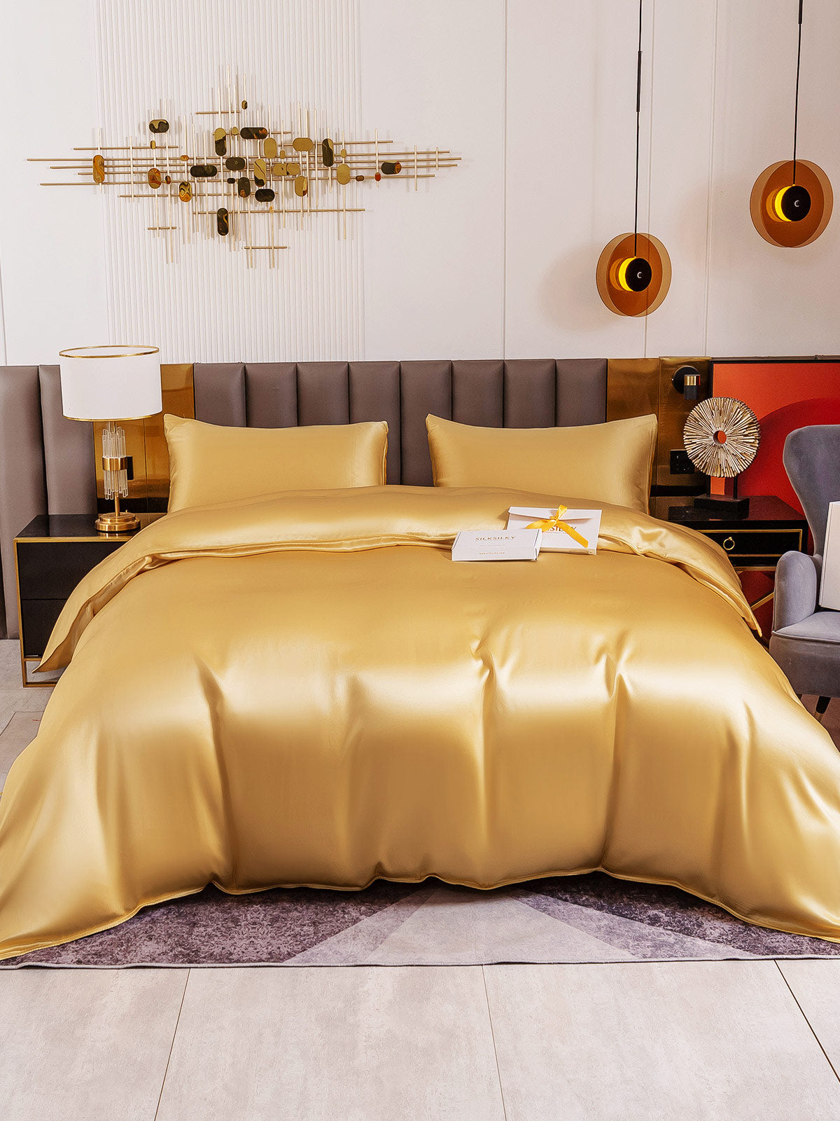 SilkSilky US 19Momme Pure Silk Bedding Set Champagne 002